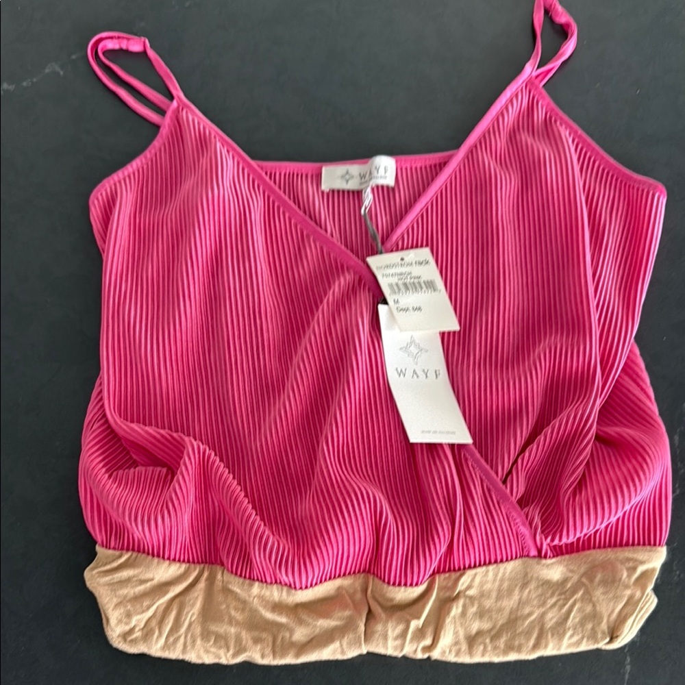 Wayf Fuchsia and Beige Strappy bodysuit - NWT